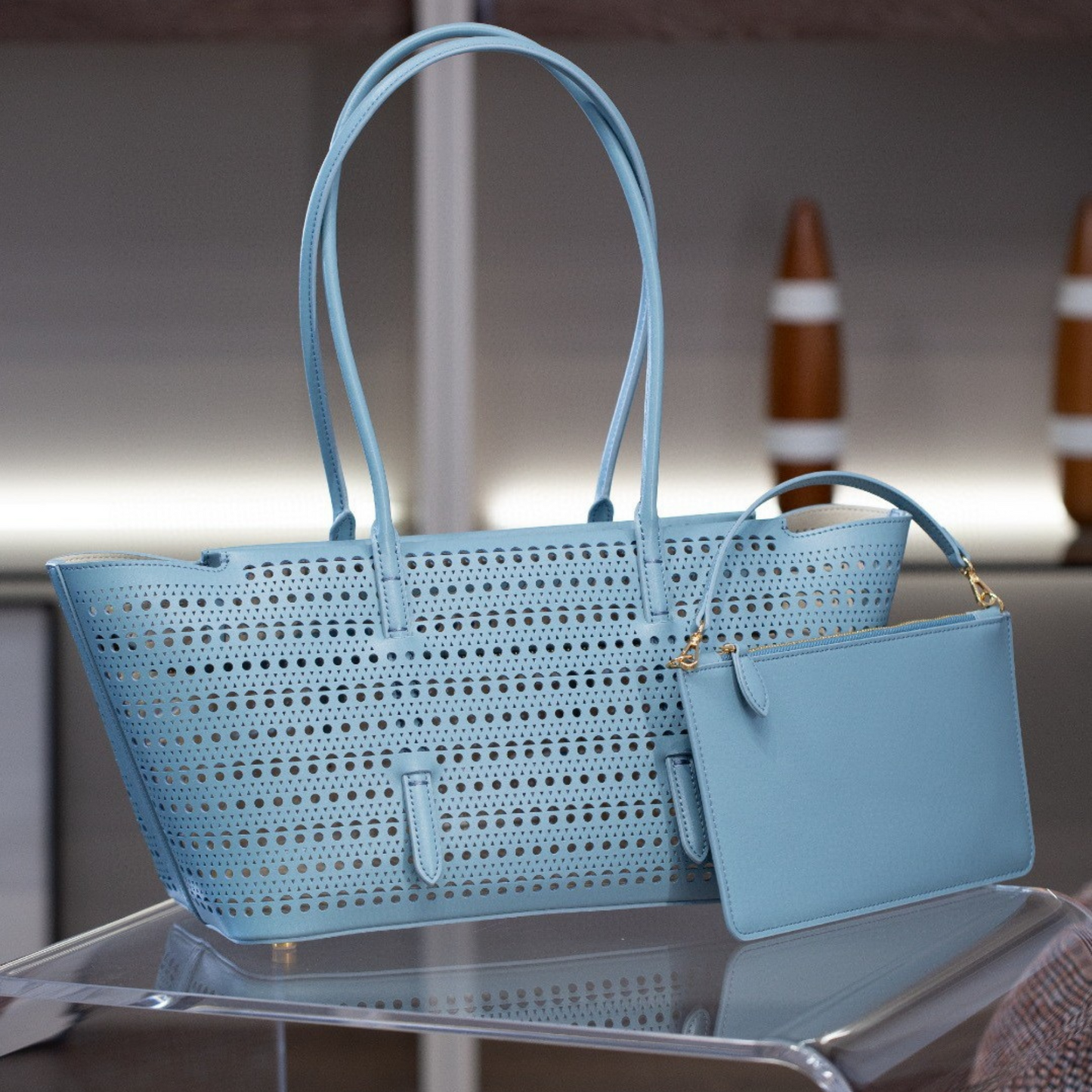 Hollow Out Shoulder Leather Bag