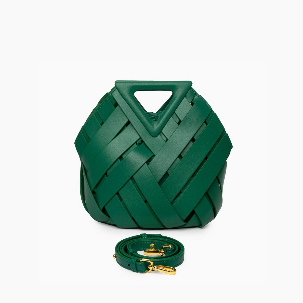 Woven Leather Basket Bag