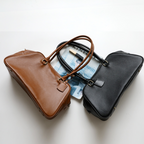 Large Capacity Zip‑Top Natural Leather Shoulder Bag