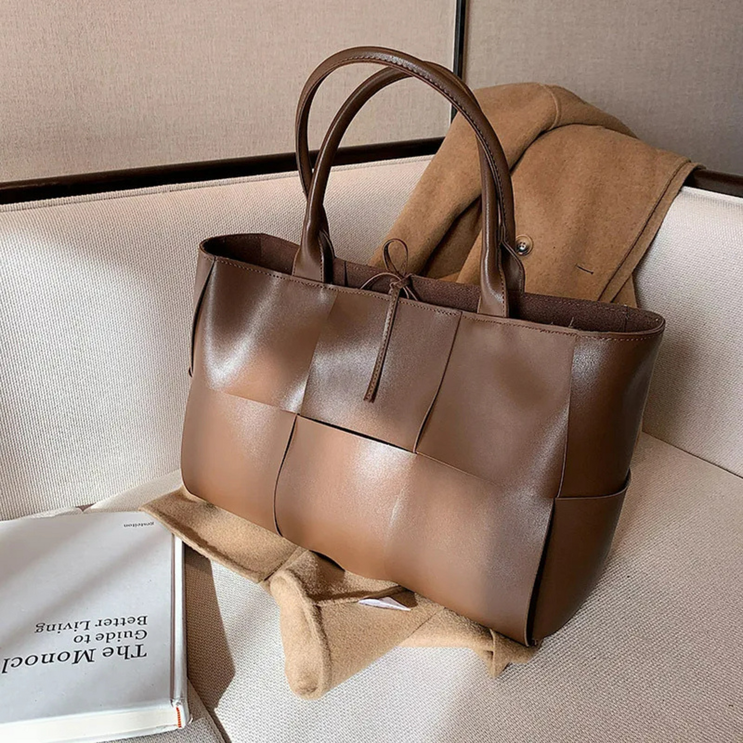 The "Bottega-Veneta-Arco-inspired" Luxurious Woven Large Leather Tote Bag