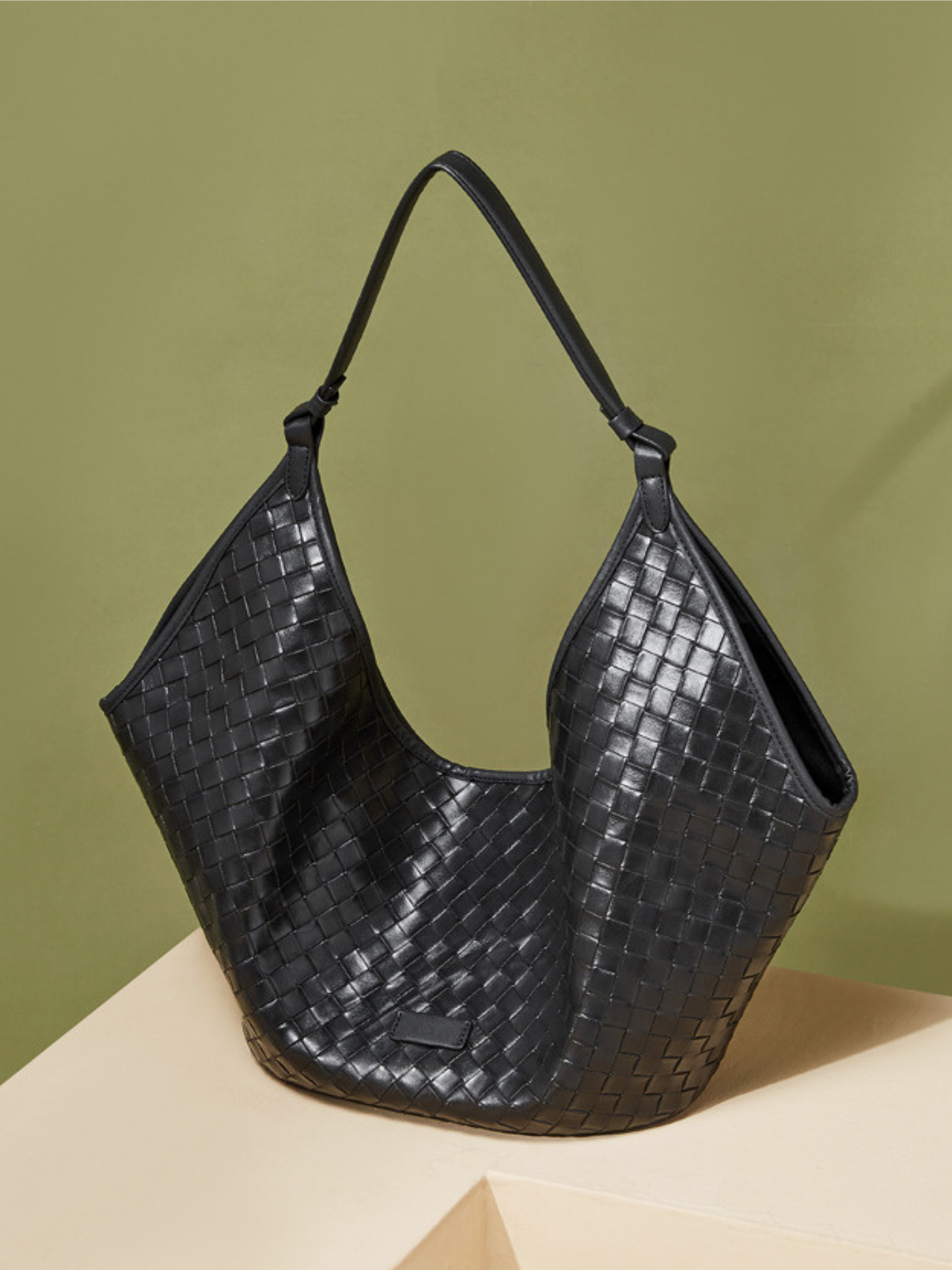 Woven Leather Hobo Shoulder Tote