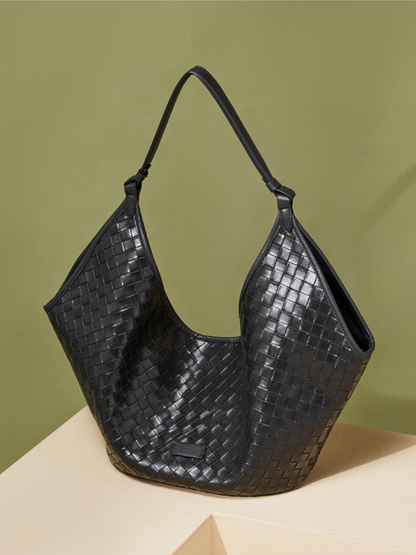 Woven Leather Hobo Shoulder Tote