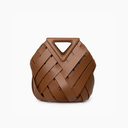 Woven-Style Leather Basket Bag