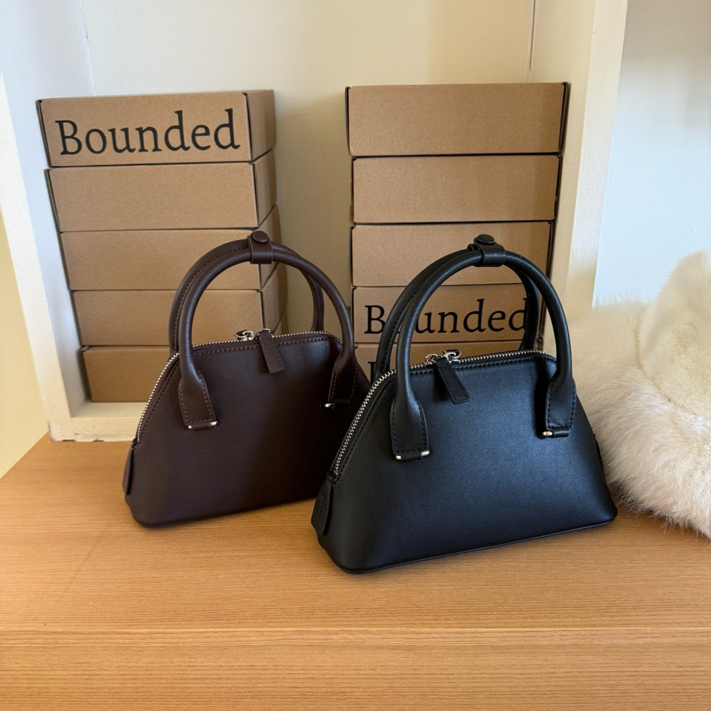 Mini Structured Leather Tote Bag