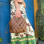 Woven-Style Leather Basket Bag