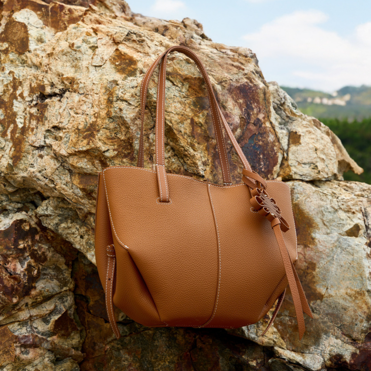 Textured Soft Leather Shoulder Bag
