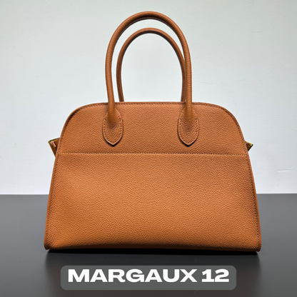 The Row Margaux Inspired Leather Bag | Without Logo - Margaux 12 (12 x 9 x 7.5 in.) / Soft Golden brown - Trendiesty Worldwide