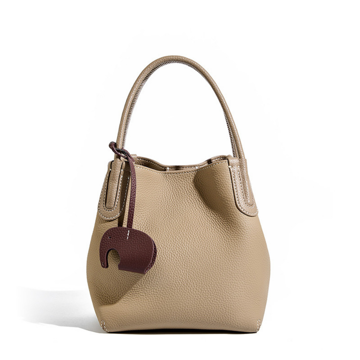 "Le Marrakechi" Top Layer Cowhide Bucket Bag - Beige - Trendiesty Worldwide