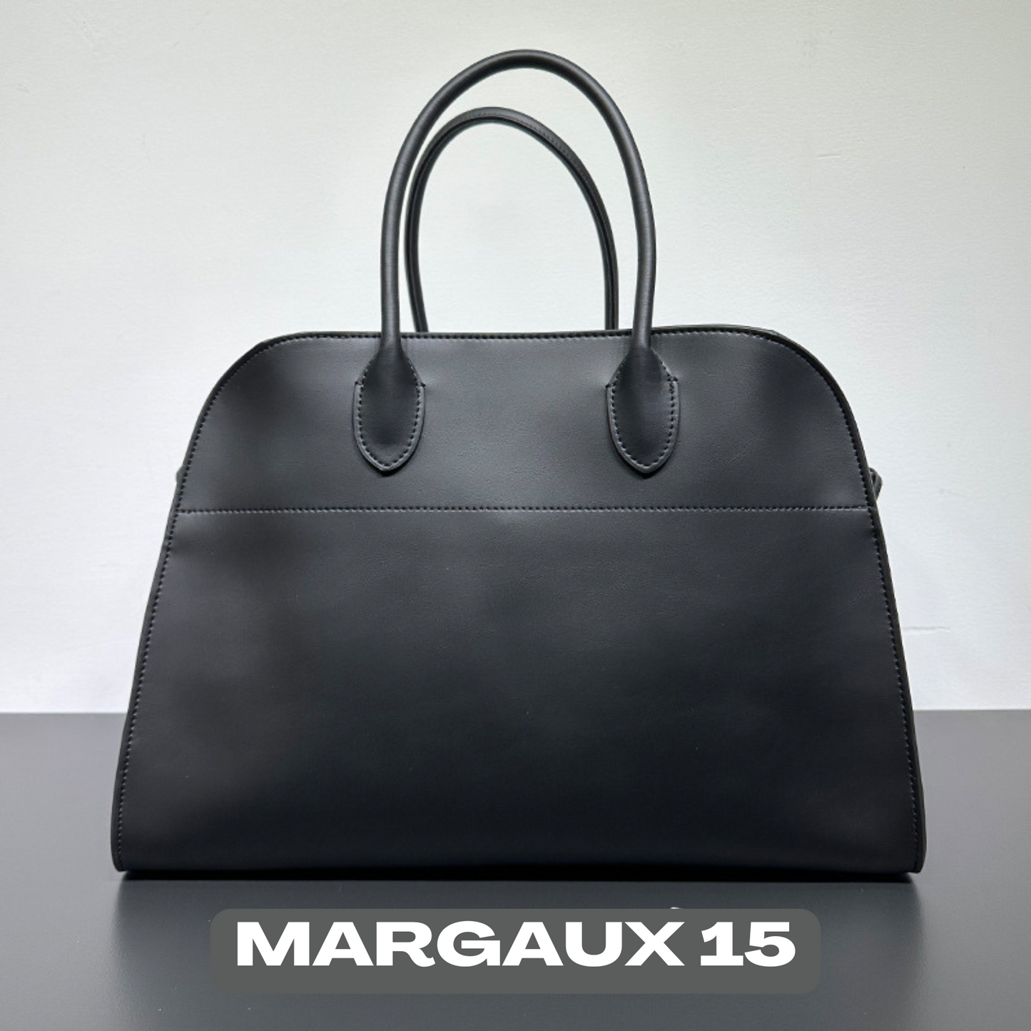 The Row Margaux Inspired Leather Bag | Without Logo - Margaux 15 (15 x 11 x 8 in.) / Black - Trendiesty Worldwide