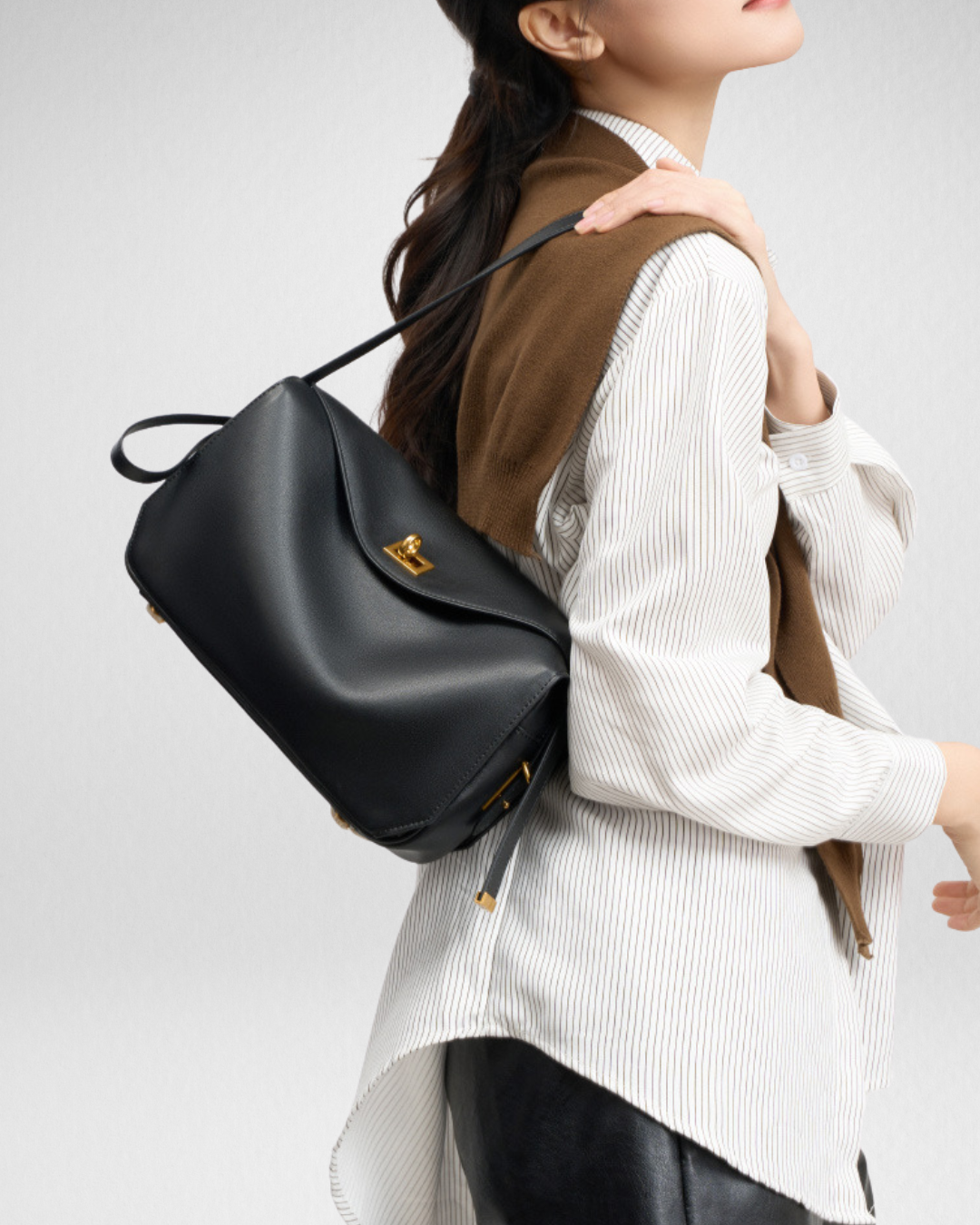Le 7-Inspired Bowling Leather Shoulder Bag