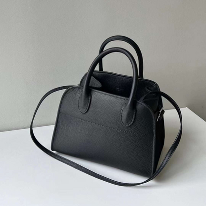 The "Row-Margaux-inspired" Luxurious Leather Tote Bag - Margaux 10 (10 x 7 x 7.5 in.) / Pebbled Black - Trendiesty Worldwide