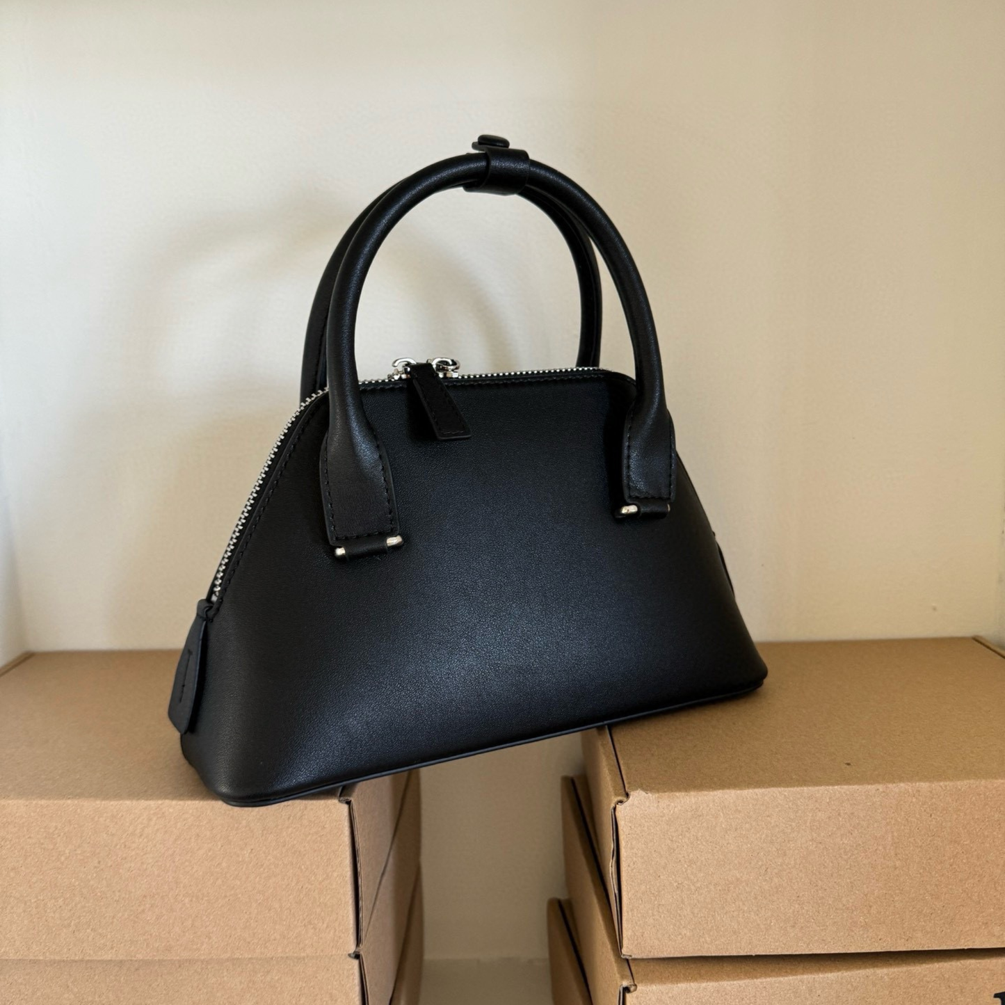 Mini Structured Leather Tote Bag