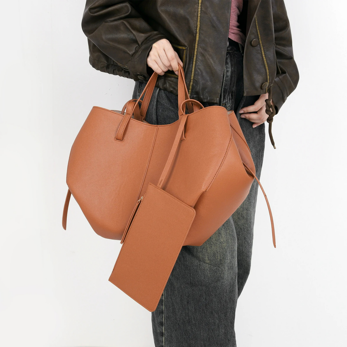 Polène Cyme inspired Textured Leather Bag