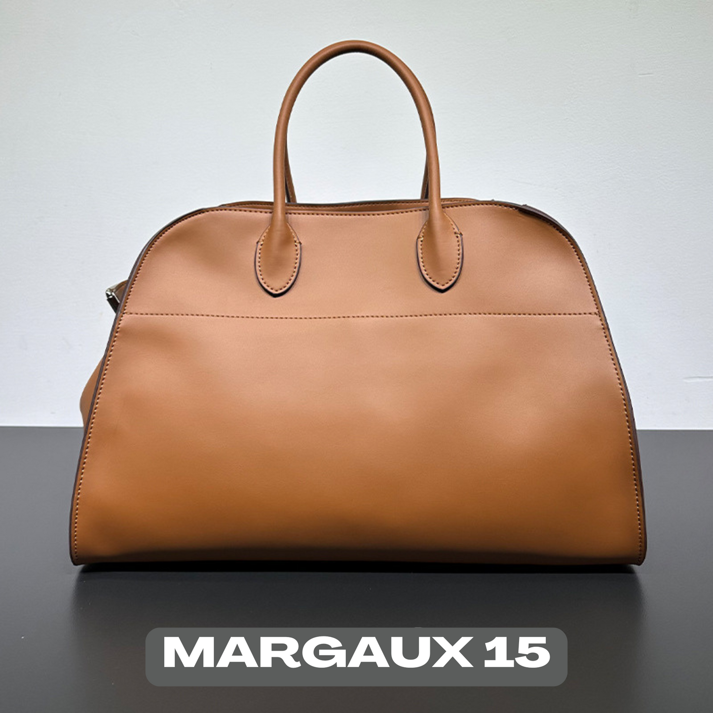 The Row Margaux Inspired Leather Bag | Without Logo - Margaux 15 (15 x 11 x 8 in.) / Soft Golden brown - Trendiesty Worldwide