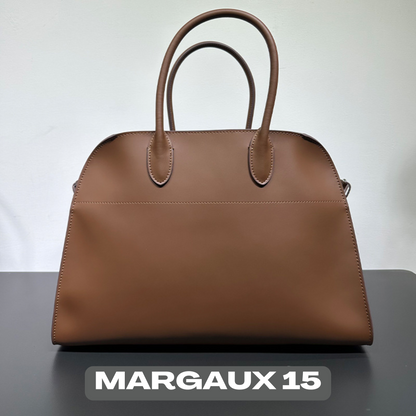 The Row Margaux Inspired Leather Bag | Without Logo - Margaux 15 (15 x 11 x 8 in.) / Coffe - Trendiesty Worldwide