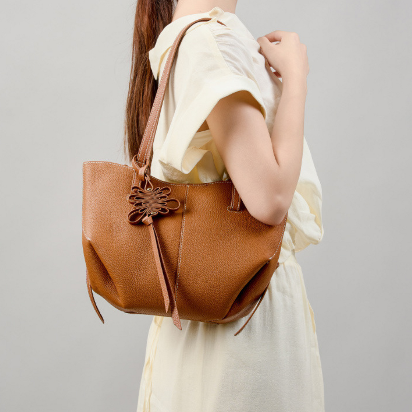 Textured Soft Leather Shoulder Bag