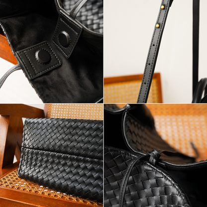 Woven Carryall Leather Shoulder Tote