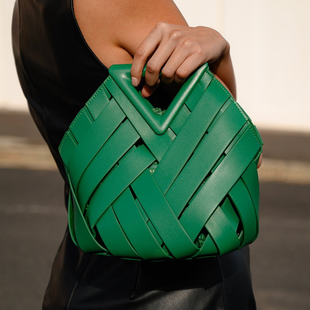 Woven-Style Leather Basket Bag
