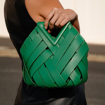 Woven-Style Leather Basket Bag