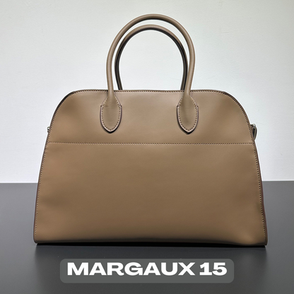 The Row Margaux Inspired Leather Bag | Without Logo - Margaux 15 (15 x 11 x 8 in.) / Soft Elephant Grey - Trendiesty Worldwide