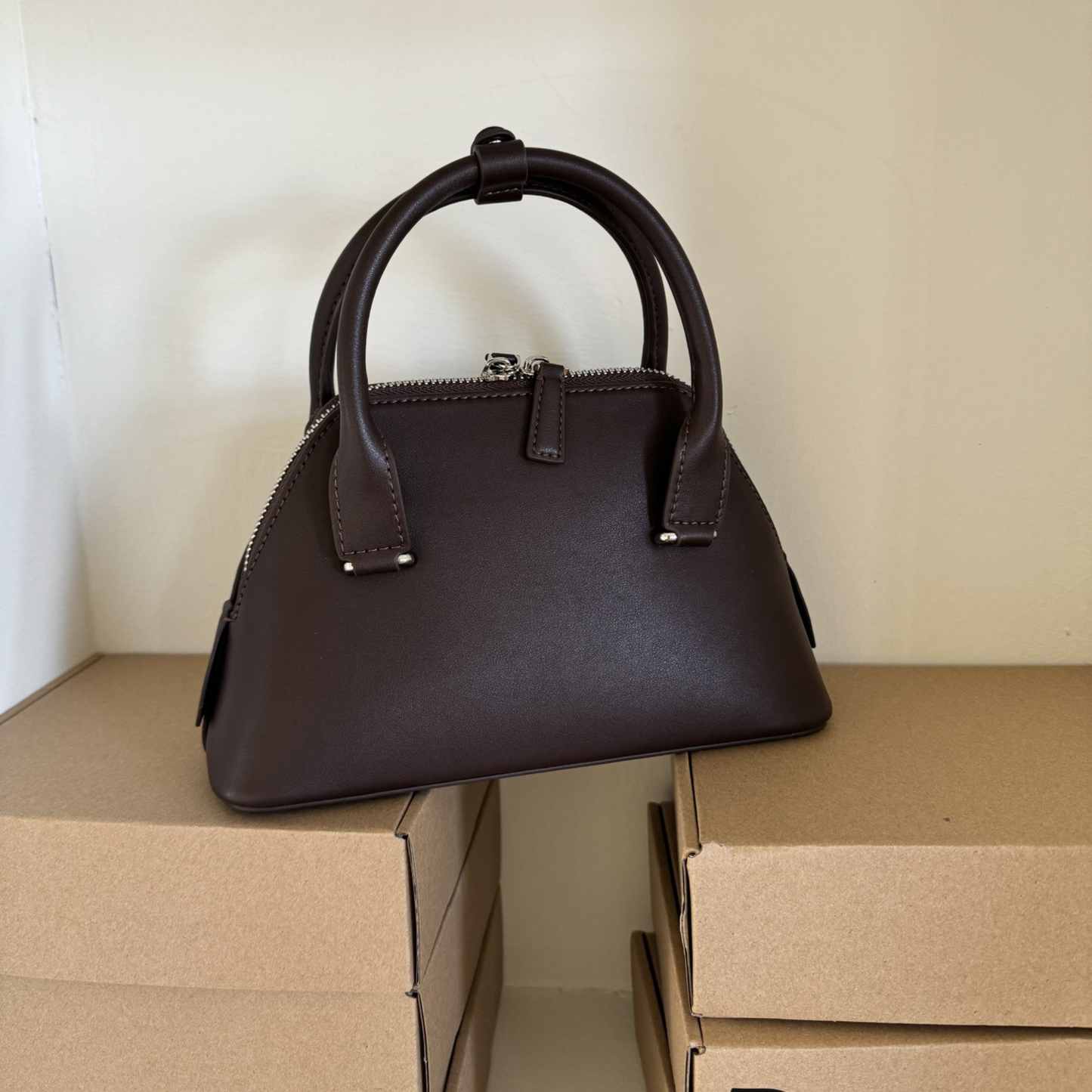 Mini Structured Leather Tote Bag