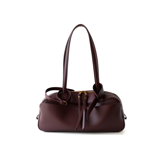 Top-Layer Leather Bowling Shoulder Bag