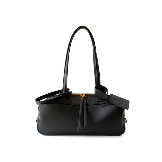 Top-Layer Leather Bowling Shoulder Bag