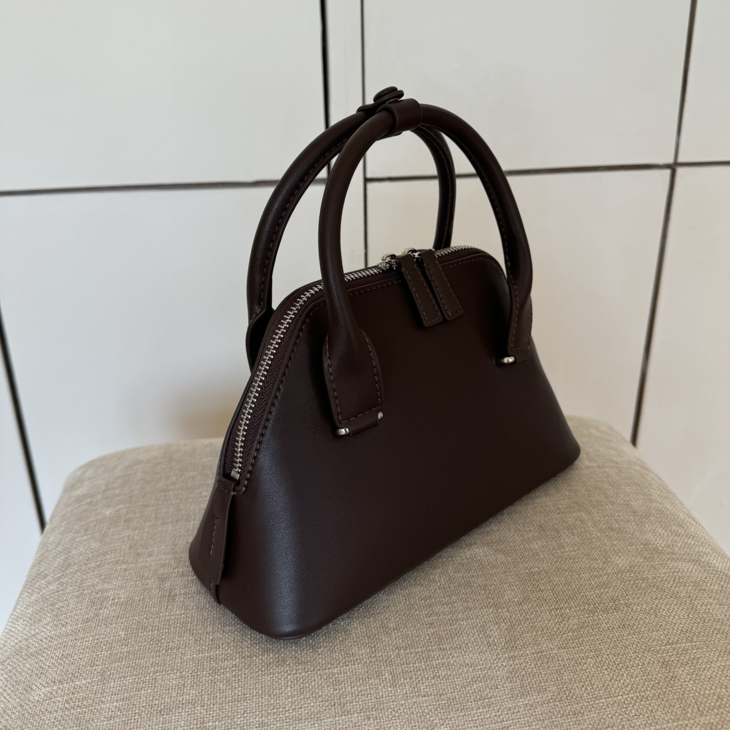 Mini Structured Leather Tote Bag