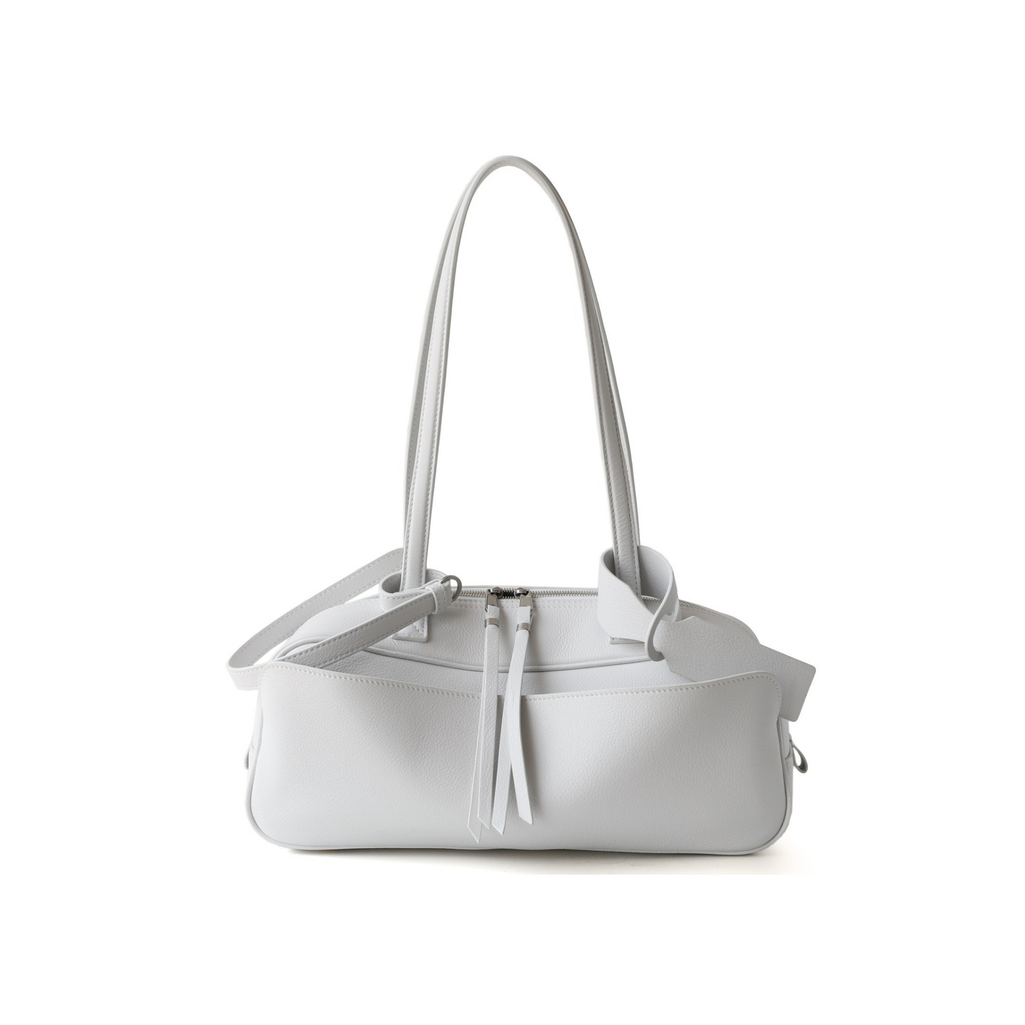 Top-Layer Leather Bowling Shoulder Bag