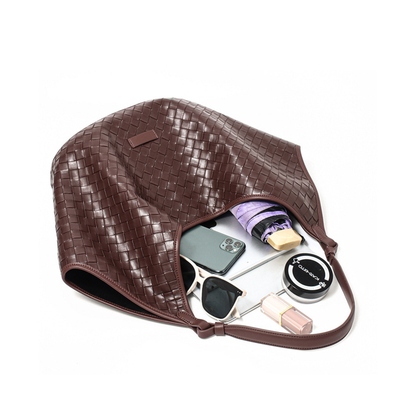 Woven Leather Hobo Shoulder Tote