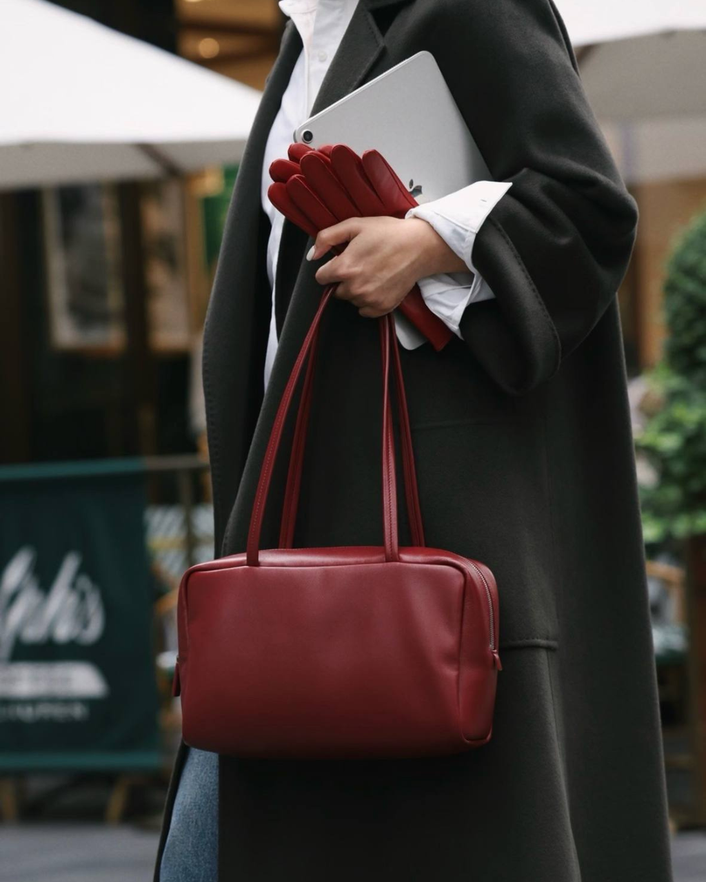 Astra Bowling Minimalist Leather Shoulder Bag