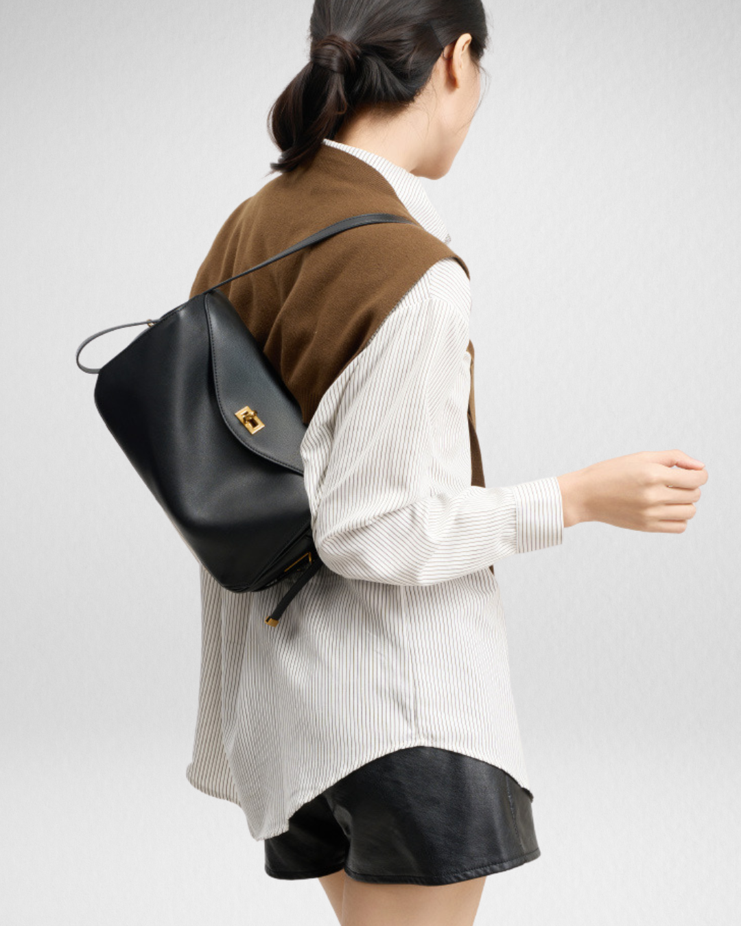 Le 7-Inspired Bowling Leather Shoulder Bag