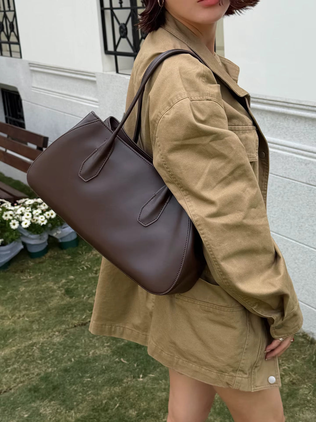 Alger Geometric Inspired Leather Shoulder Bag