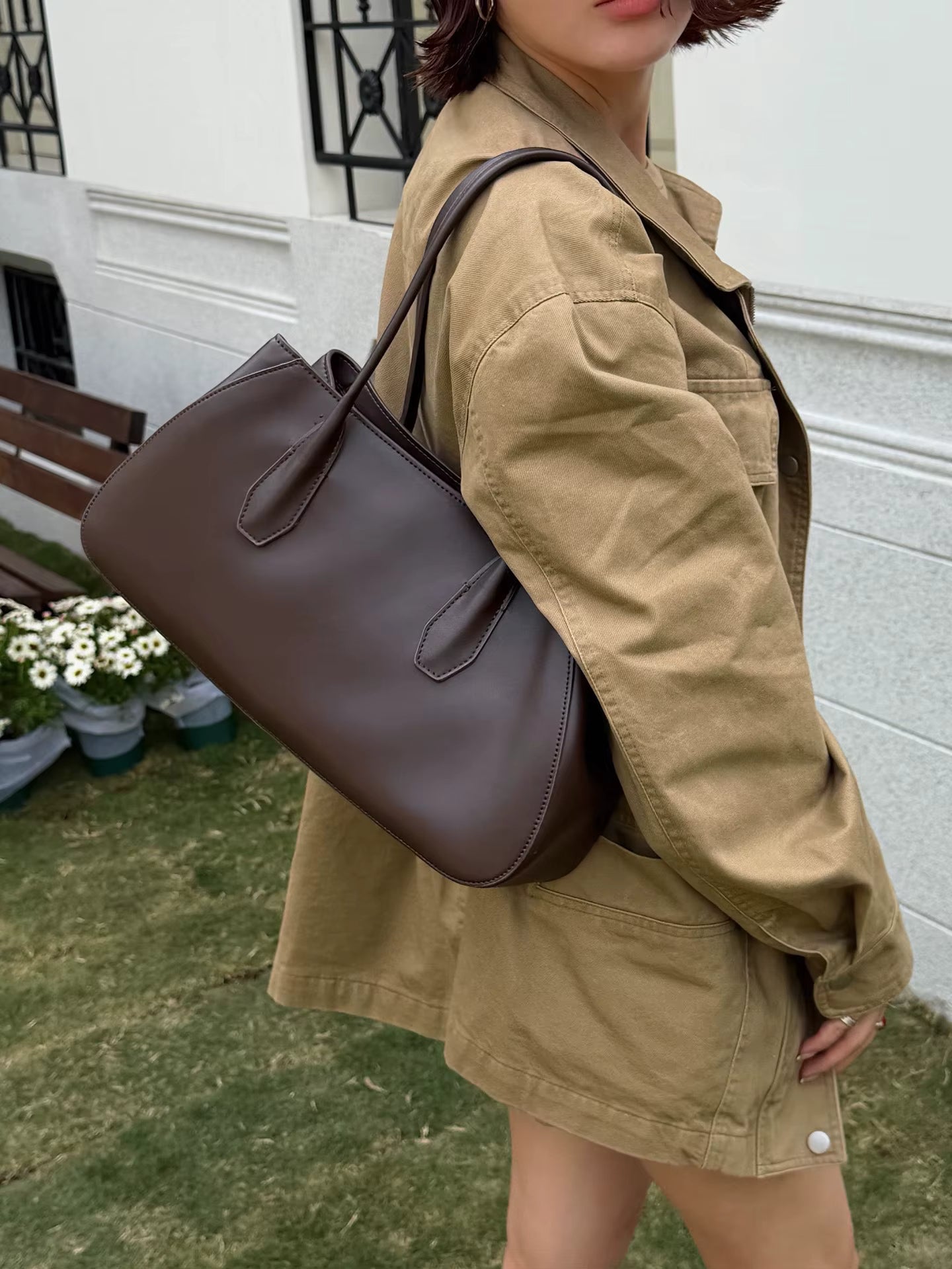 Alger Geometric Inspired Leather Shoulder Bag