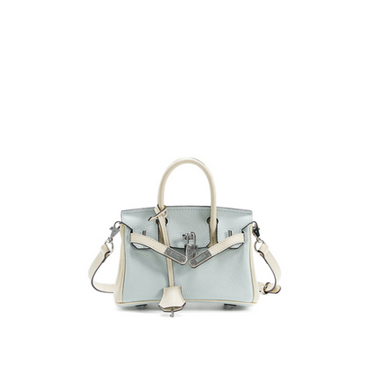 The Hermes Togo Birkin inspired Blue & White Combo Luxurious Leather Bag