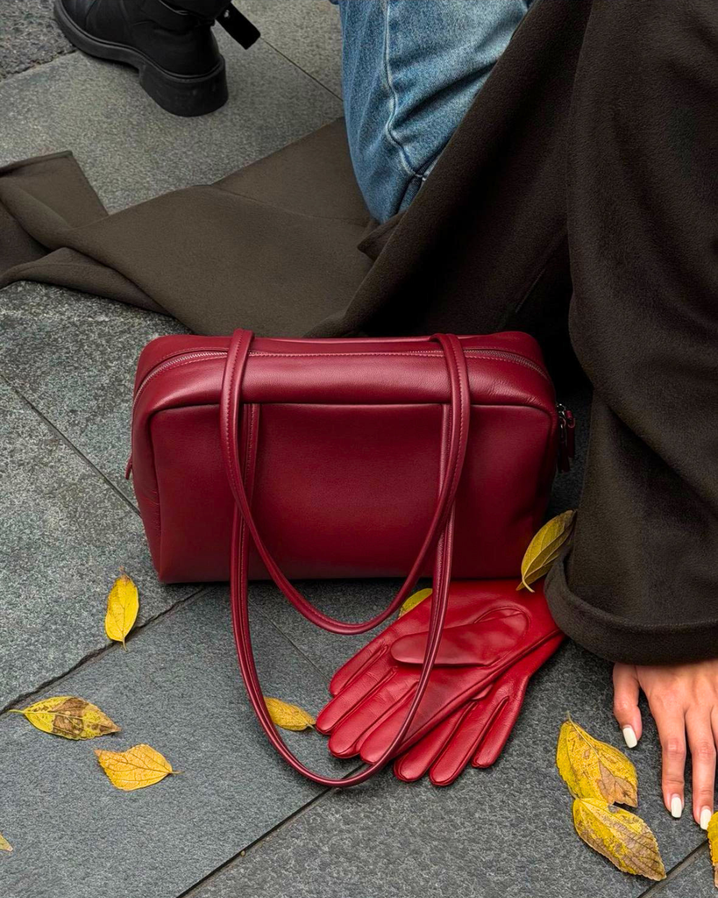 Astra Bowling Minimalist Leather Shoulder Bag