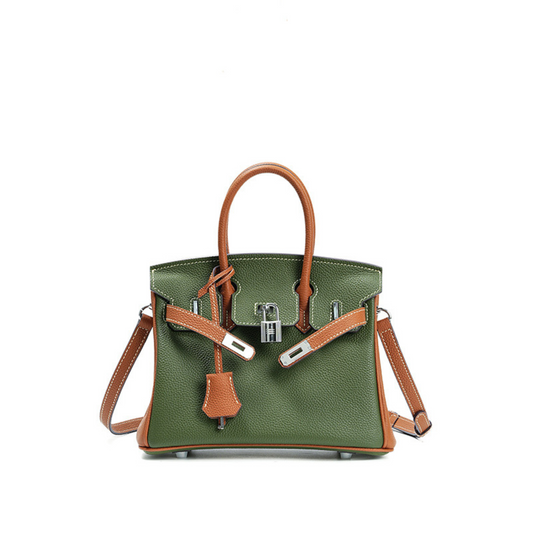 TheDuoBirkin inspired Green & Brown Combo Luxurious Togo Leather Bag