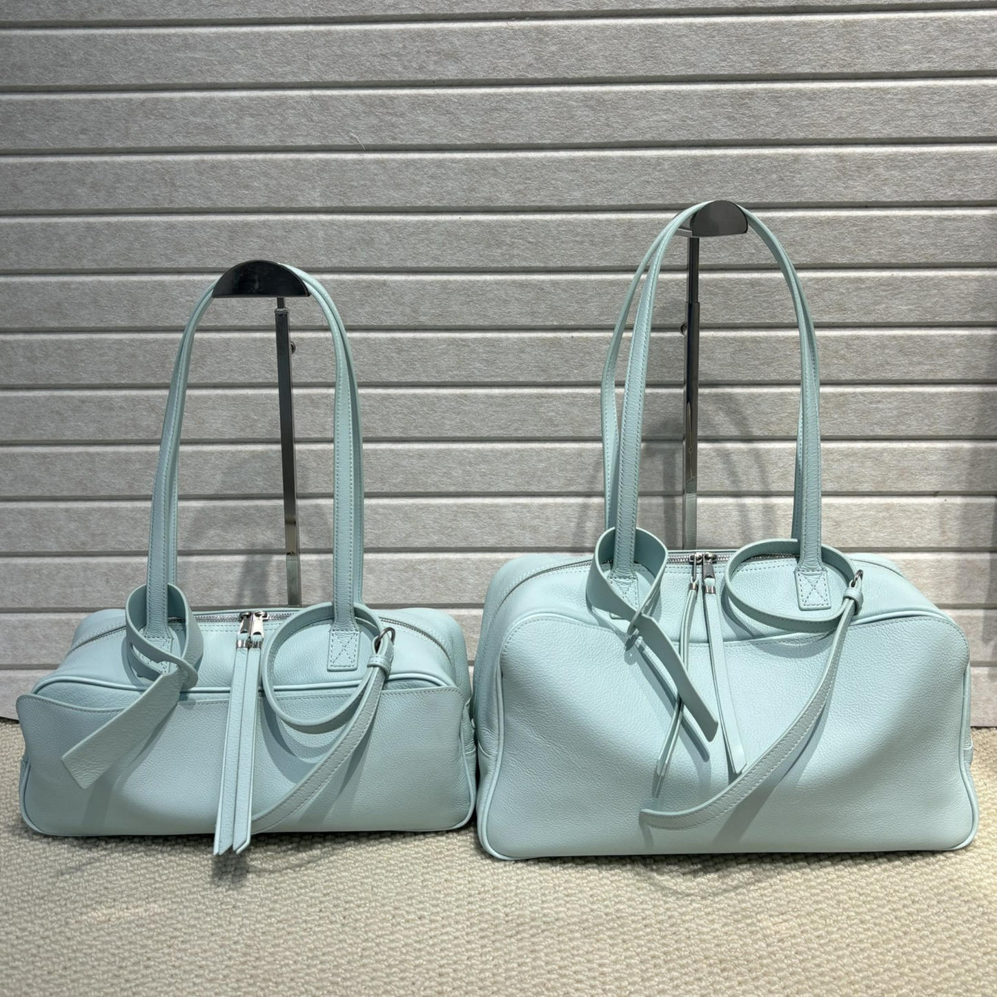 Top-Layer Leather Bowling Shoulder Bag