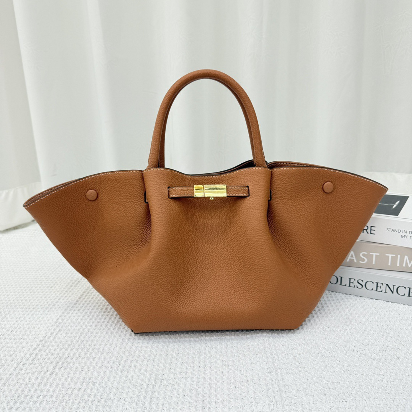 Structured Leather Tote Bag