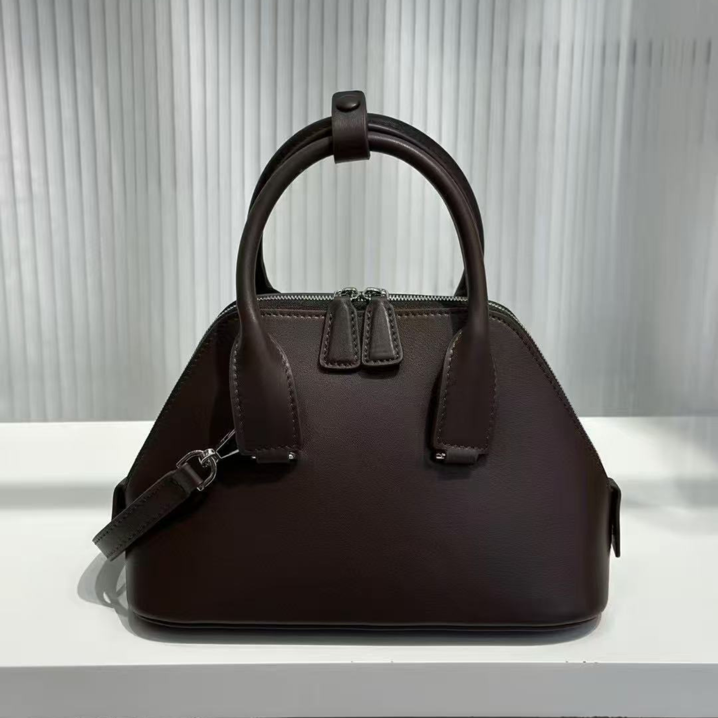 Mini Structured Leather Tote Bag