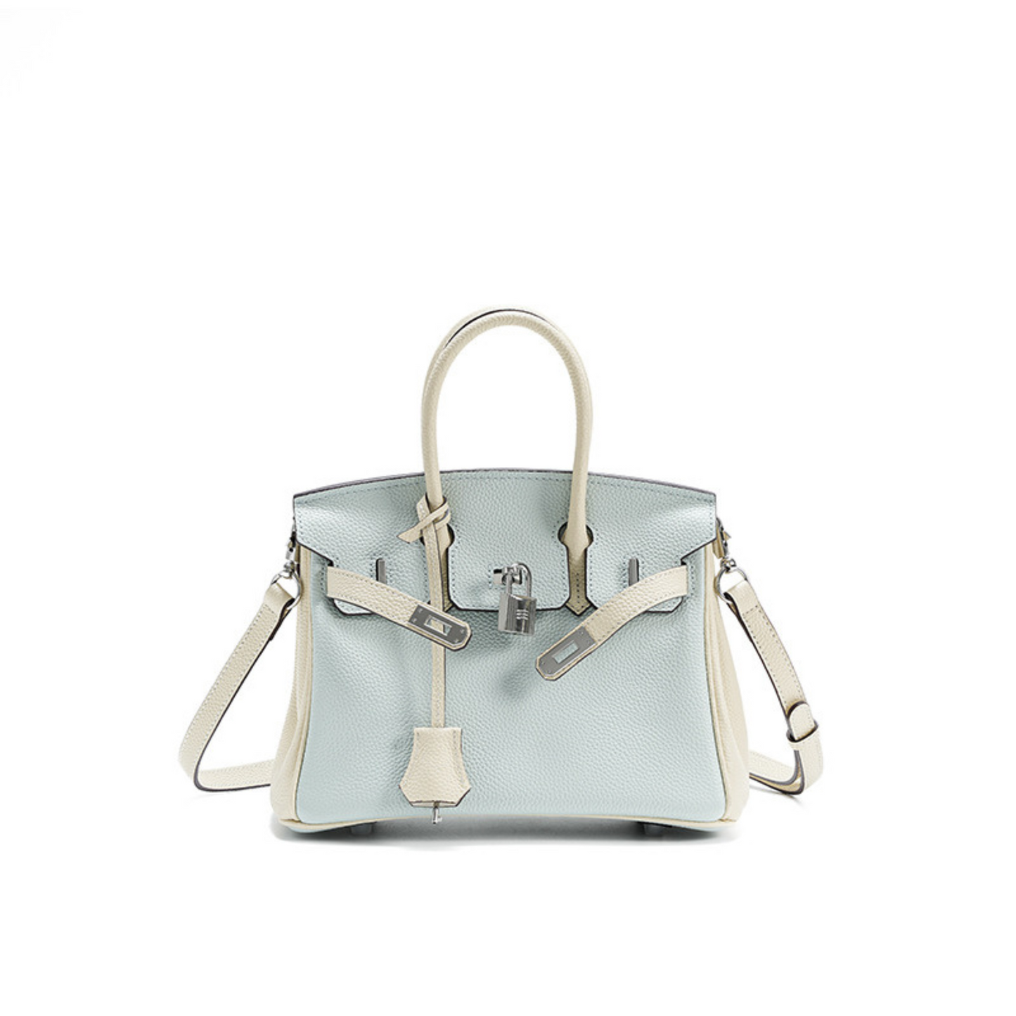 The Hermes Togo Birkin inspired Blue & White Combo Luxurious Leather Bag