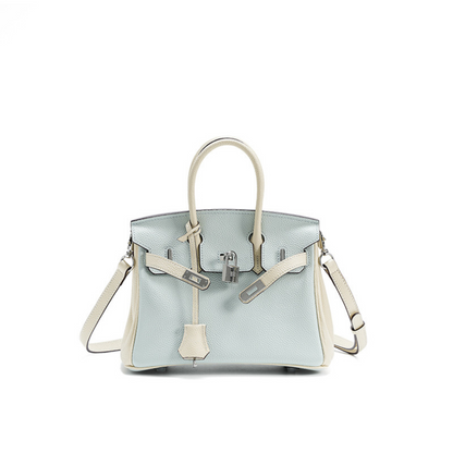 The Hermes Togo Birkin inspired Blue & White Combo Luxurious Leather Bag