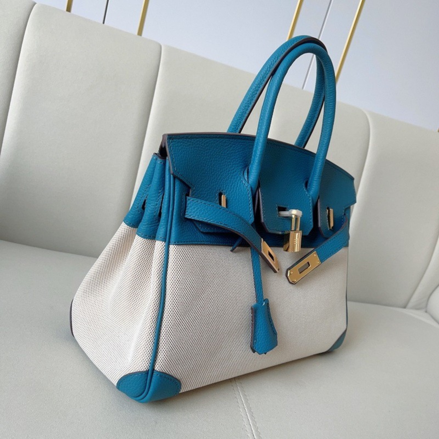 The Hermes Togo Birkin inspired Luxurious Leather & Canvas Bag