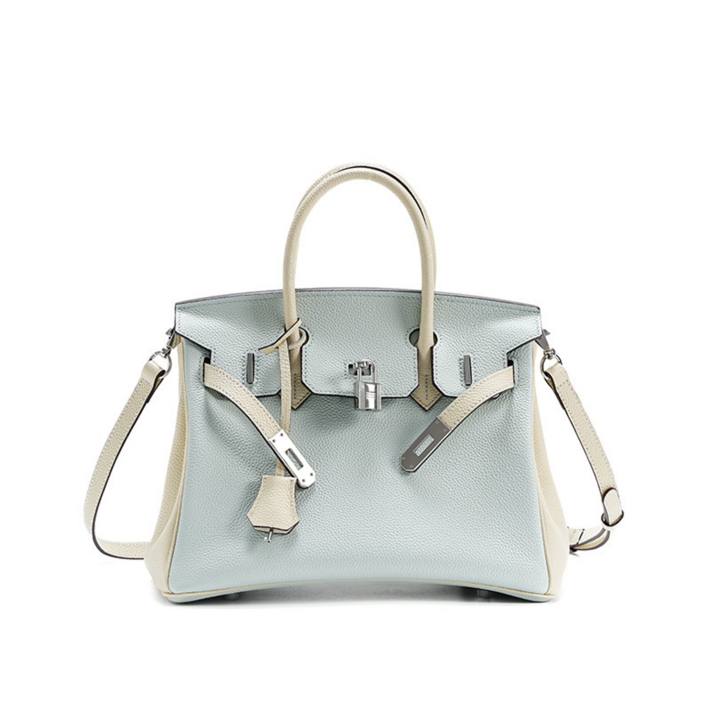 The Hermes Togo Birkin inspired Blue & White Combo Luxurious Leather Bag