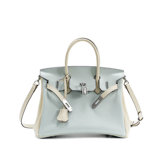 TheDuoBirkin inspired Blue & White Combo Luxurious Togo Leather Bag