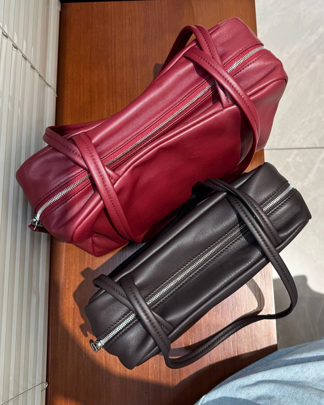 Astra Bowling Minimalist Leather Shoulder Bag