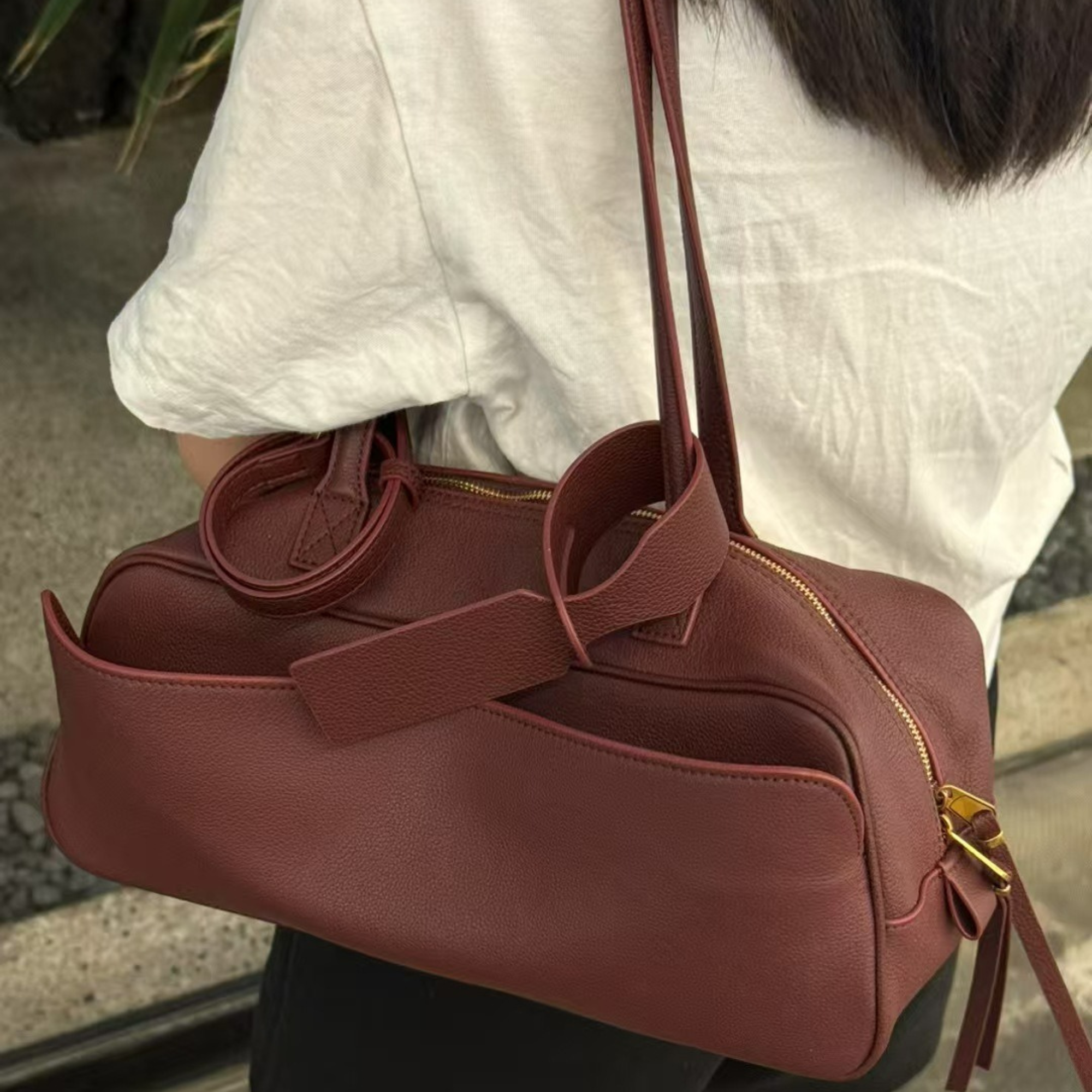 Bowling Shoulder Leather Bag