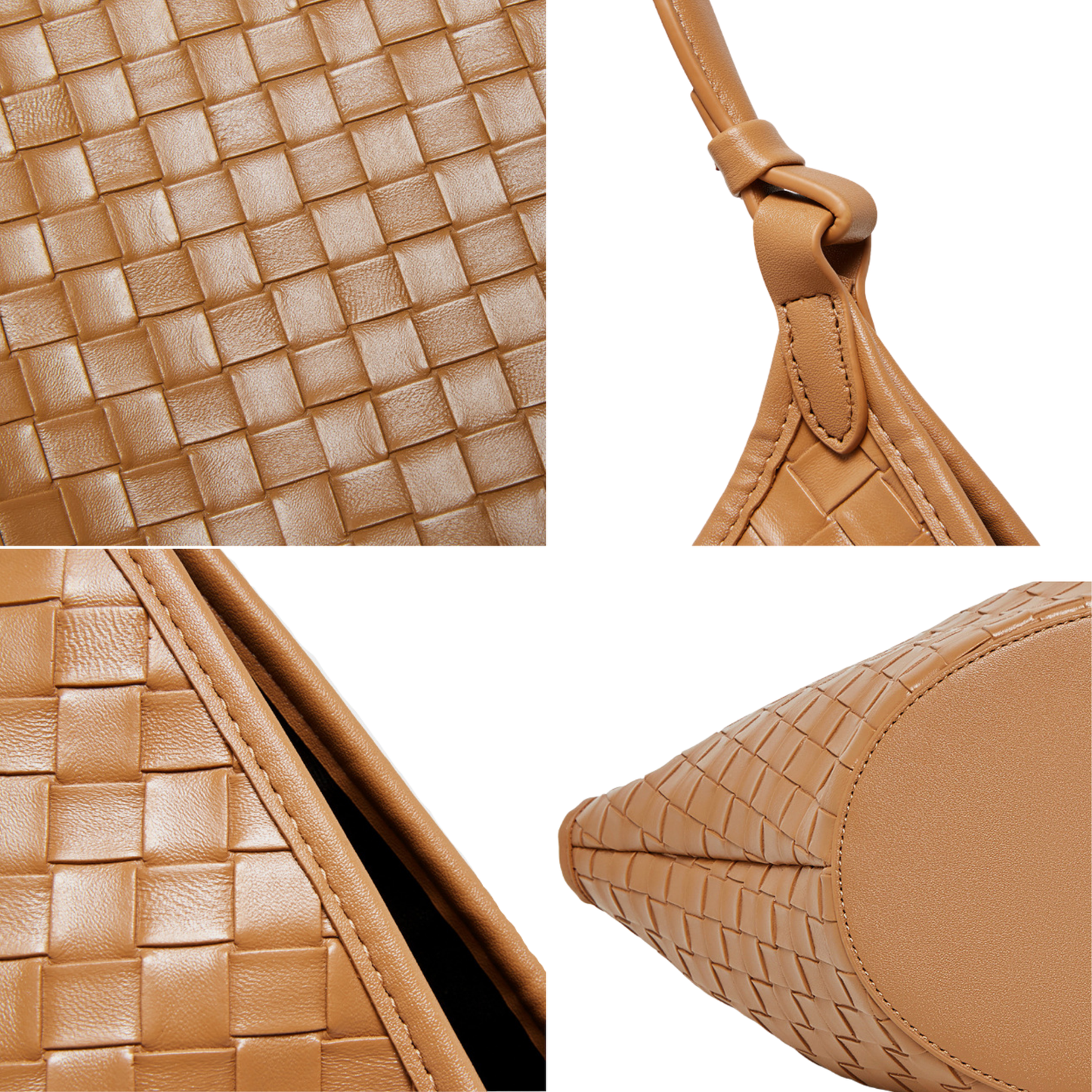 Woven Leather Hobo Shoulder Tote