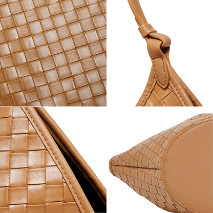 Woven Leather Hobo Shoulder Tote