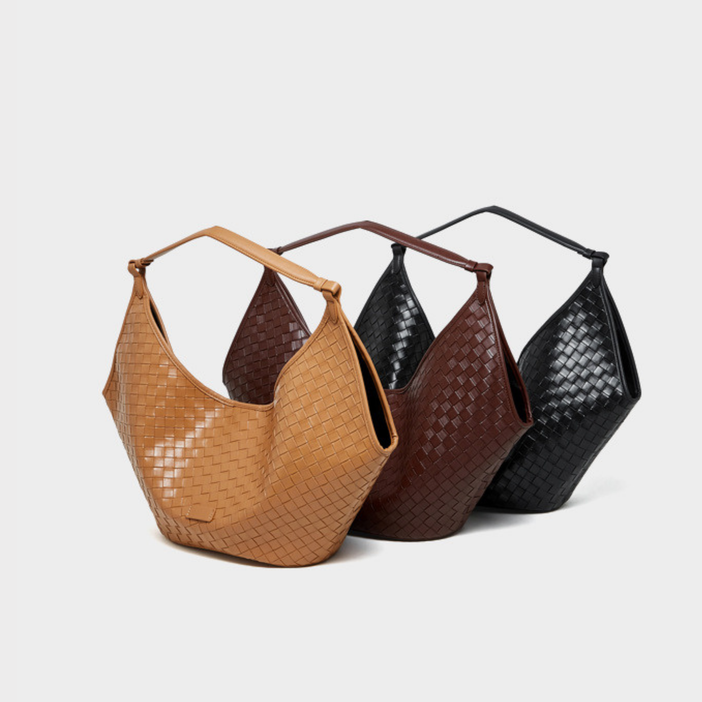Woven Leather Hobo Shoulder Tote